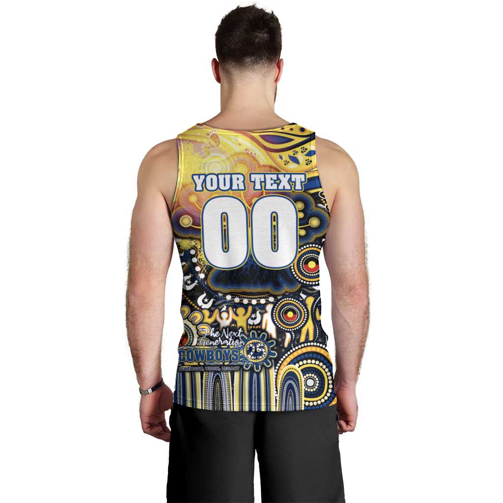 Personalised NAIDOC Week 2025 Cowboys Rugby Men Tank Top Aboriginal Dot Painting