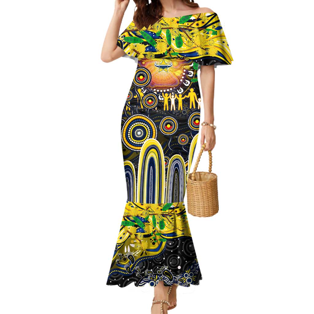 Personalised NAIDOC Week 2025 Cowboys Rugby Mermaid Dress Aboriginal Dot Painting