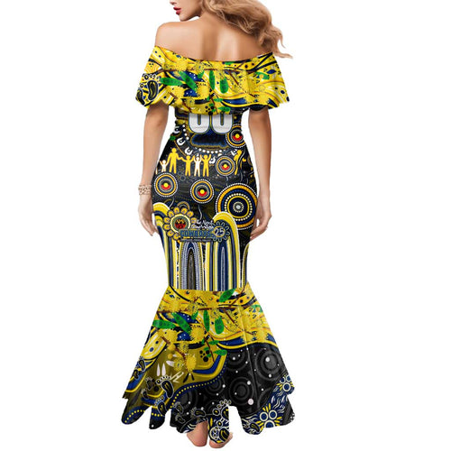 Personalised NAIDOC Week 2025 Cowboys Rugby Mermaid Dress Aboriginal Dot Painting