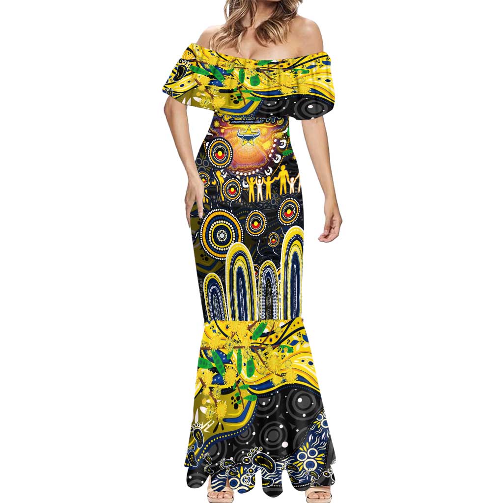 Personalised NAIDOC Week 2025 Cowboys Rugby Mermaid Dress Aboriginal Dot Painting