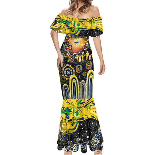 Personalised NAIDOC Week 2025 Cowboys Rugby Mermaid Dress Aboriginal Dot Painting