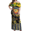 Personalised NAIDOC Week 2025 Cowboys Rugby Off Shoulder Maxi Dress Aboriginal Dot Painting