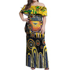 Personalised NAIDOC Week 2025 Cowboys Rugby Off Shoulder Maxi Dress Aboriginal Dot Painting