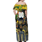 Personalised NAIDOC Week 2025 Cowboys Rugby Off Shoulder Maxi Dress Aboriginal Dot Painting