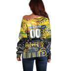 Personalised NAIDOC Week 2025 Cowboys Rugby Off Shoulder Sweater Aboriginal Dot Painting