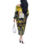 Personalised NAIDOC Week 2025 Cowboys Rugby Off The Shoulder Long Sleeve Dress Aboriginal Dot Painting