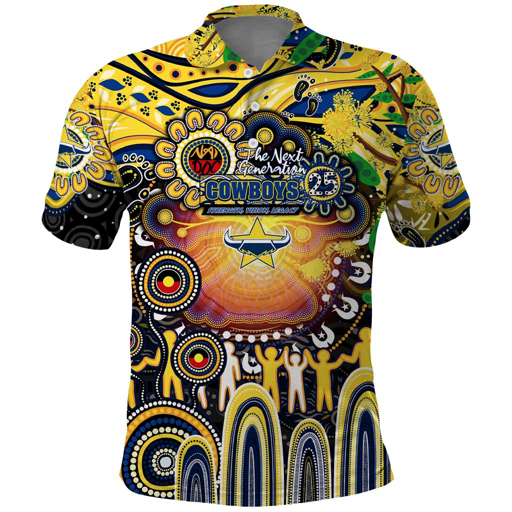 Personalised NAIDOC Week 2025 Cowboys Rugby Polo Shirt Aboriginal Dot Painting