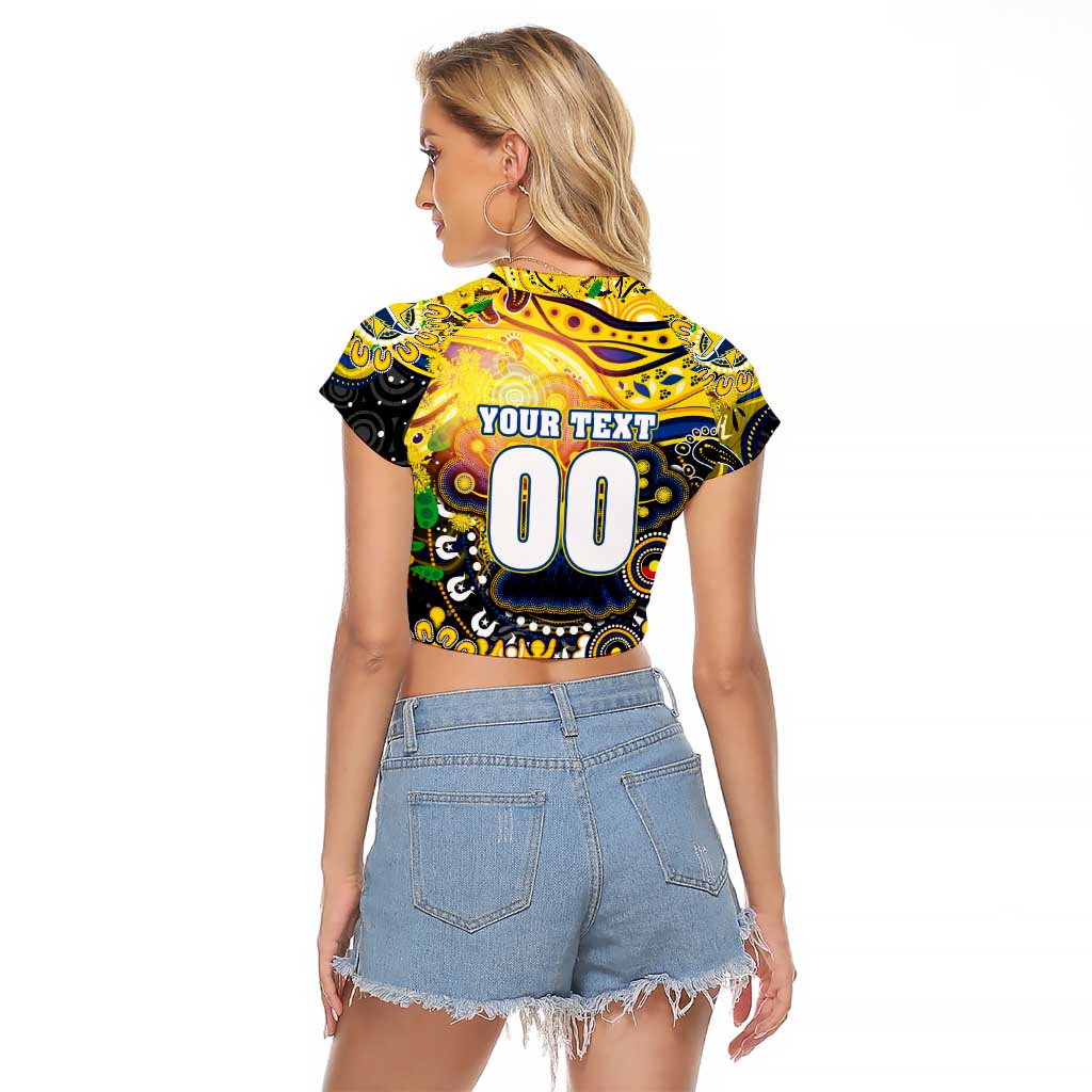 Personalised NAIDOC Week 2025 Cowboys Rugby Raglan Cropped T Shirt Aboriginal Dot Painting