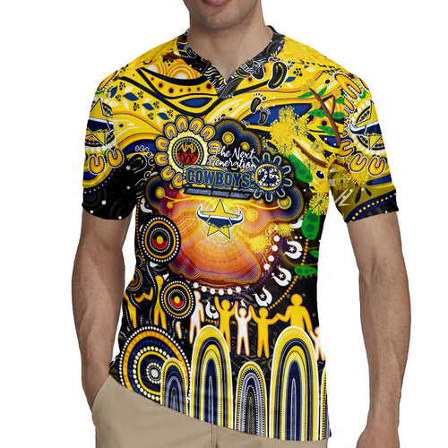 Personalised NAIDOC Week 2025 Cowboys Rugby Rugby Jersey Aboriginal Dot Painting