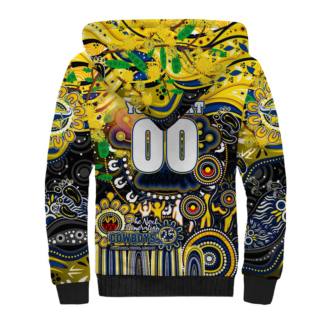 Personalised NAIDOC Week 2025 Cowboys Rugby Sherpa Hoodie Aboriginal Dot Painting