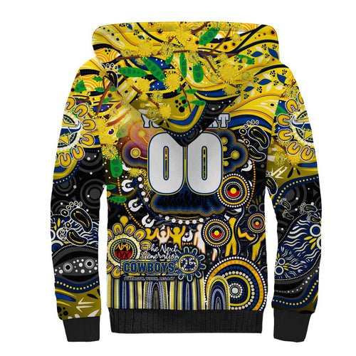 Personalised NAIDOC Week 2025 Cowboys Rugby Sherpa Hoodie Aboriginal Dot Painting