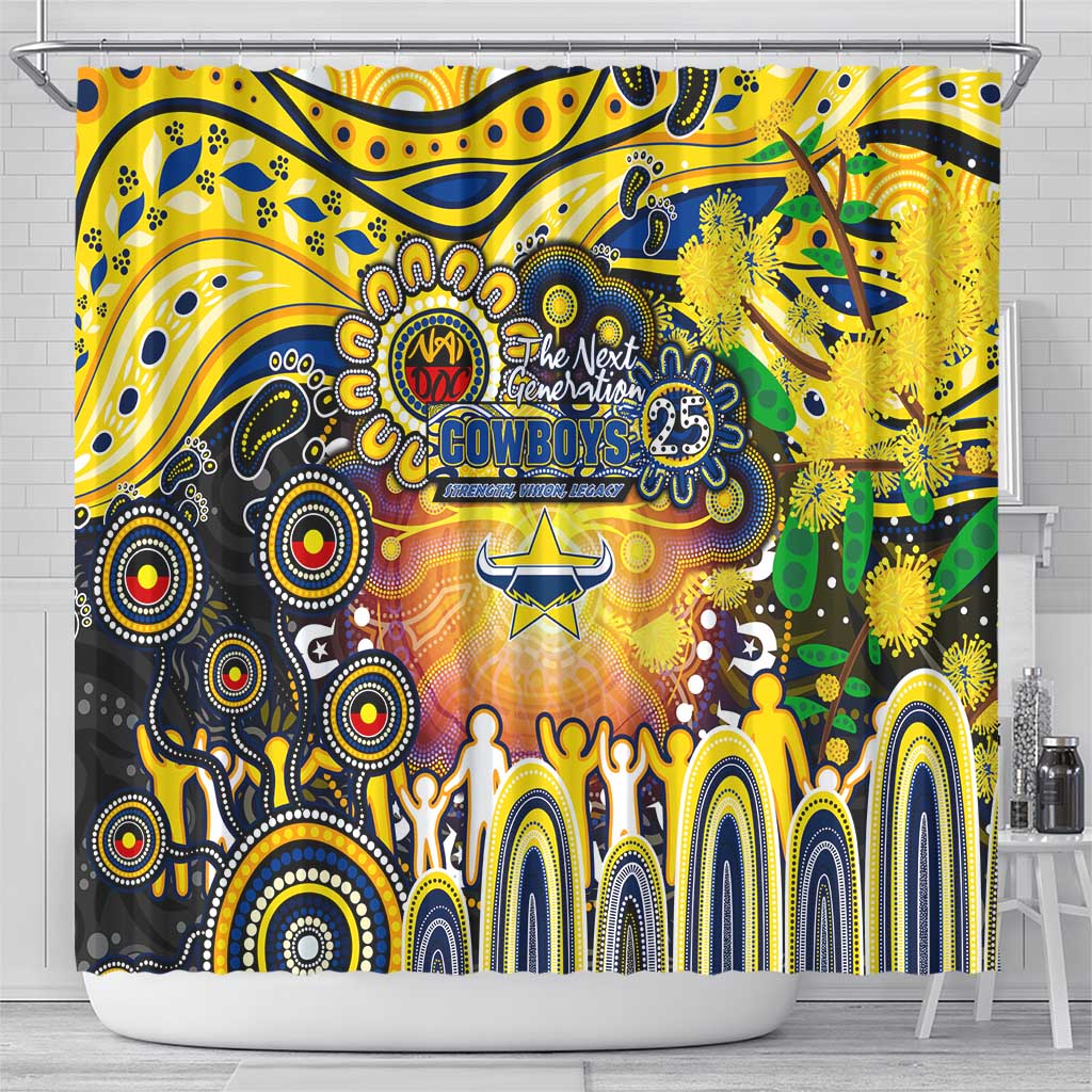 NAIDOC Week 2025 Cowboys Rugby Shower Curtain Aboriginal Dot Painting