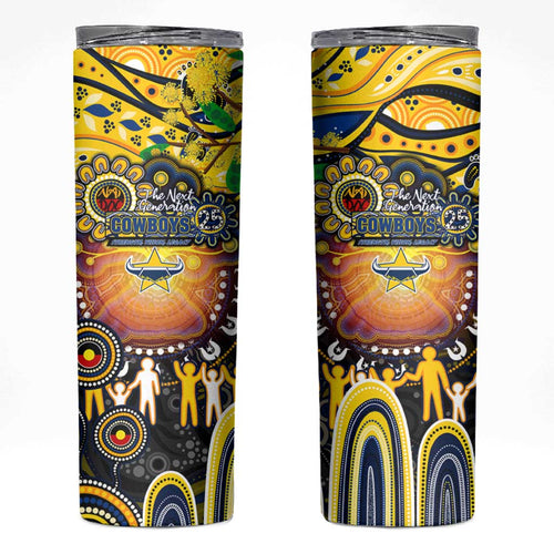 NAIDOC Week 2025 Cowboys Rugby Skinny Tumbler Aboriginal Dot Painting