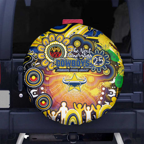 NAIDOC Week 2025 Cowboys Rugby Spare Tire Cover Aboriginal Dot Painting