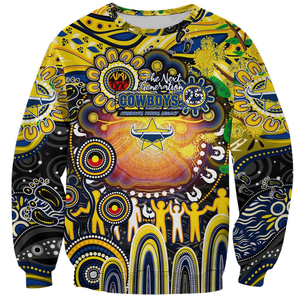 Personalised NAIDOC Week 2025 Cowboys Rugby Sweatshirt Aboriginal Dot Painting