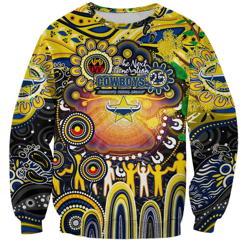 Personalised NAIDOC Week 2025 Cowboys Rugby Sweatshirt Aboriginal Dot Painting
