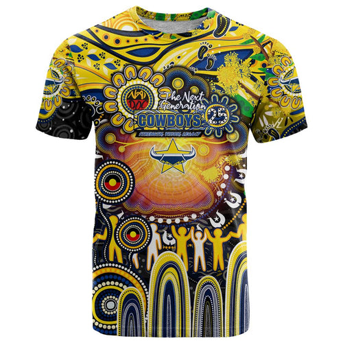 Personalised NAIDOC Week 2025 Cowboys Rugby T Shirt Aboriginal Dot Painting