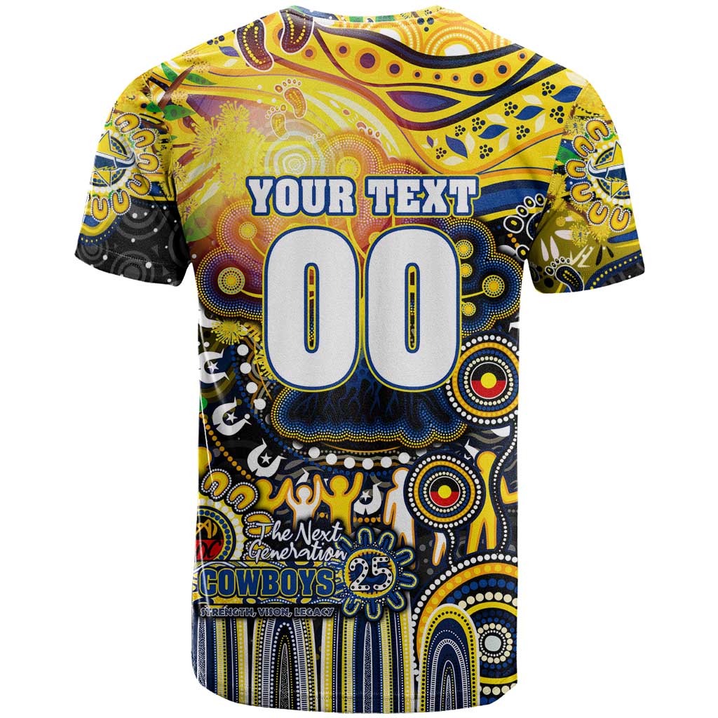 Personalised NAIDOC Week 2025 Cowboys Rugby T Shirt Aboriginal Dot Painting
