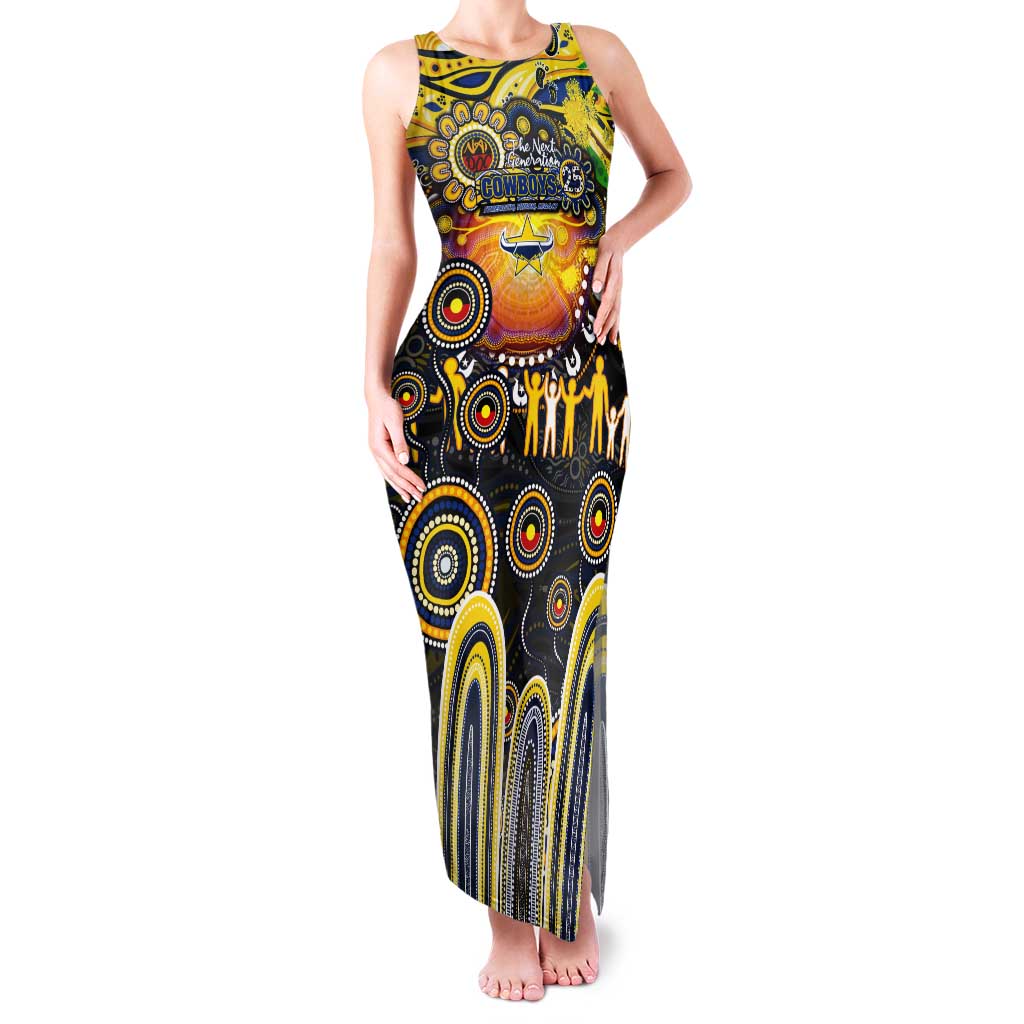 Personalised NAIDOC Week 2025 Cowboys Rugby Tank Maxi Dress Aboriginal Dot Painting