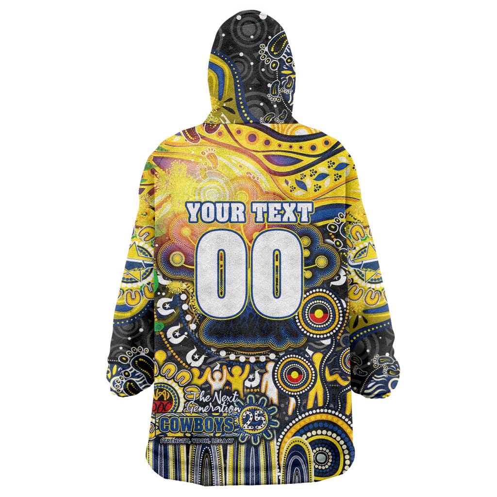 Personalised NAIDOC Week 2025 Cowboys Rugby Wearable Blanket Hoodie Aboriginal Dot Painting