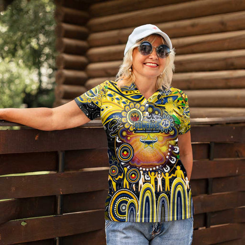 Personalised NAIDOC Week 2025 Cowboys Rugby Women Polo Shirt Aboriginal Dot Painting