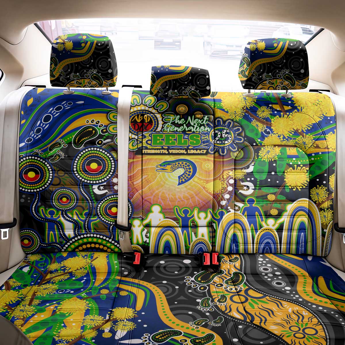 NAIDOC Week 2025 Eels Rugby Back Car Seat Cover Aboriginal Dot Painting