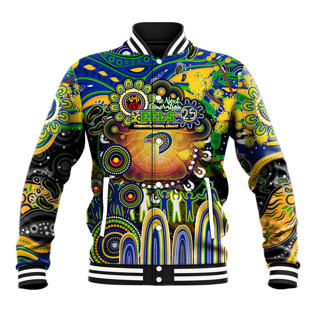 Personalised NAIDOC Week 2025 Eels Rugby Baseball Jacket Aboriginal Dot Painting