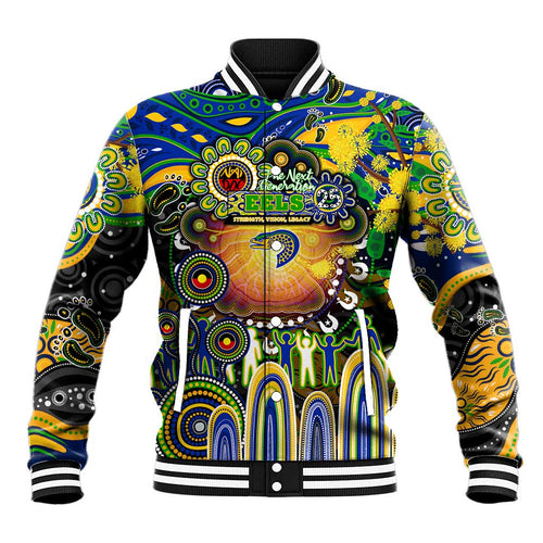 Personalised NAIDOC Week 2025 Eels Rugby Baseball Jacket Aboriginal Dot Painting