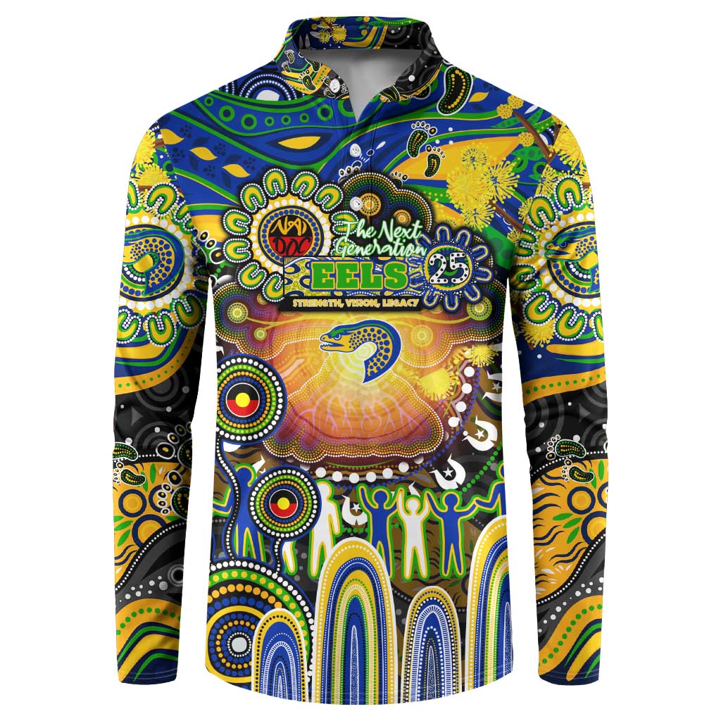 Personalised NAIDOC Week 2025 Eels Rugby Button Sweatshirt Aboriginal Dot Painting