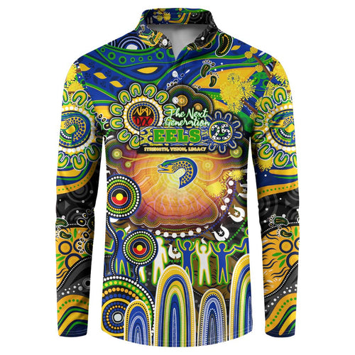 Personalised NAIDOC Week 2025 Eels Rugby Button Sweatshirt Aboriginal Dot Painting