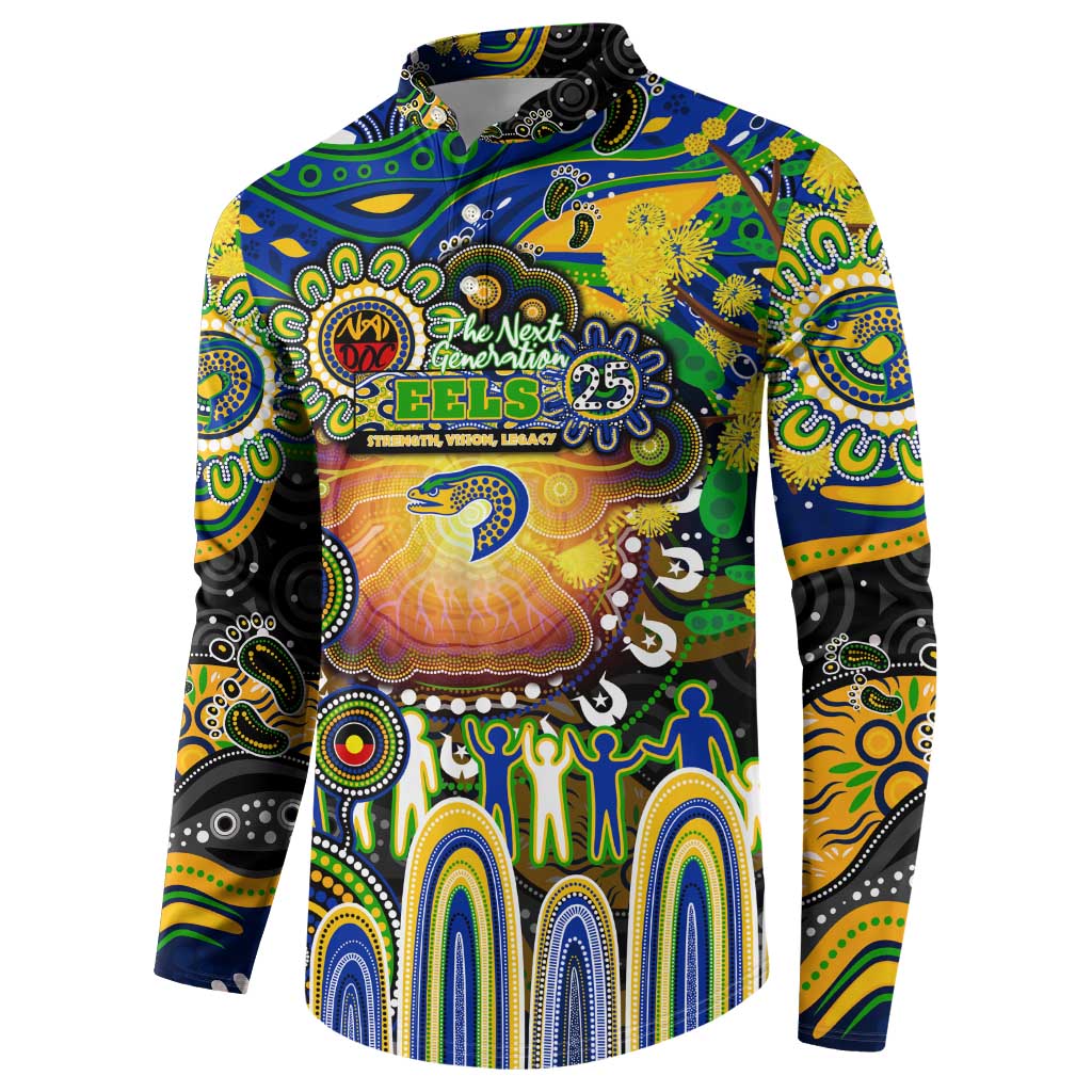 Personalised NAIDOC Week 2025 Eels Rugby Button Sweatshirt Aboriginal Dot Painting