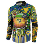 Personalised NAIDOC Week 2025 Eels Rugby Button Sweatshirt Aboriginal Dot Painting