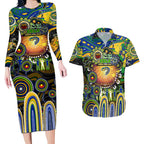 Personalised NAIDOC Week 2025 Eels Rugby Couples Matching Long Sleeve Bodycon Dress and Hawaiian Shirt Aboriginal Dot Painting