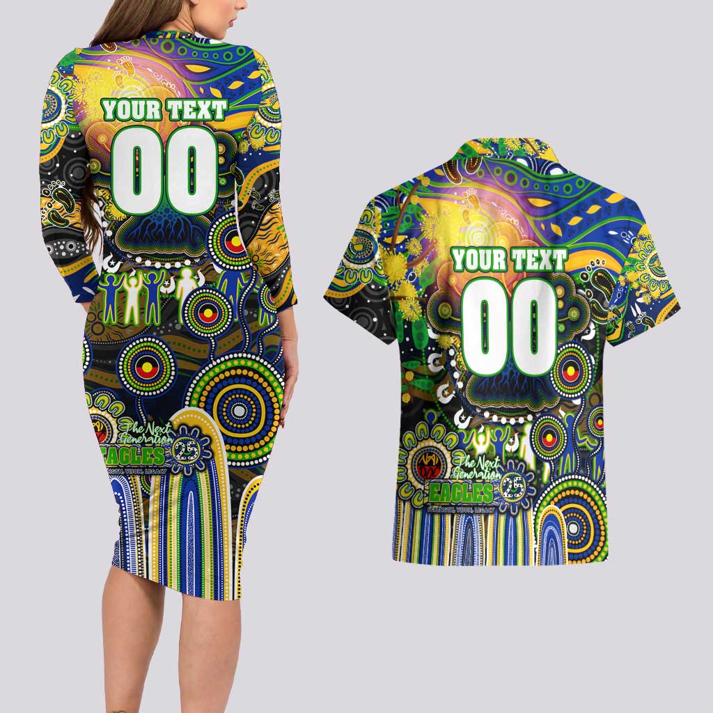 Personalised NAIDOC Week 2025 Eels Rugby Couples Matching Long Sleeve Bodycon Dress and Hawaiian Shirt Aboriginal Dot Painting