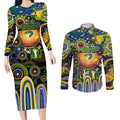Personalised NAIDOC Week 2025 Eels Rugby Couples Matching Long Sleeve Bodycon Dress and Long Sleeve Button Shirt Aboriginal Dot Painting