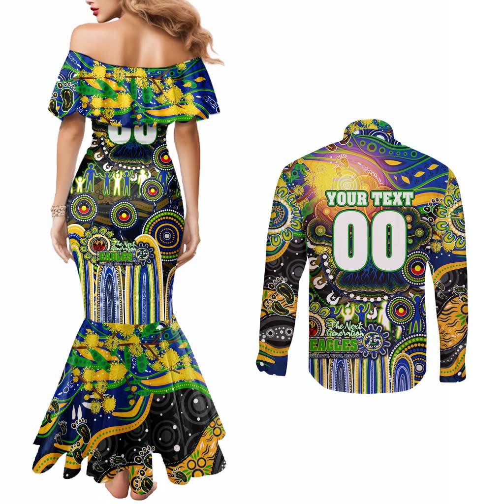 Personalised NAIDOC Week 2025 Eels Rugby Couples Matching Mermaid Dress and Long Sleeve Button Shirt Aboriginal Dot Painting