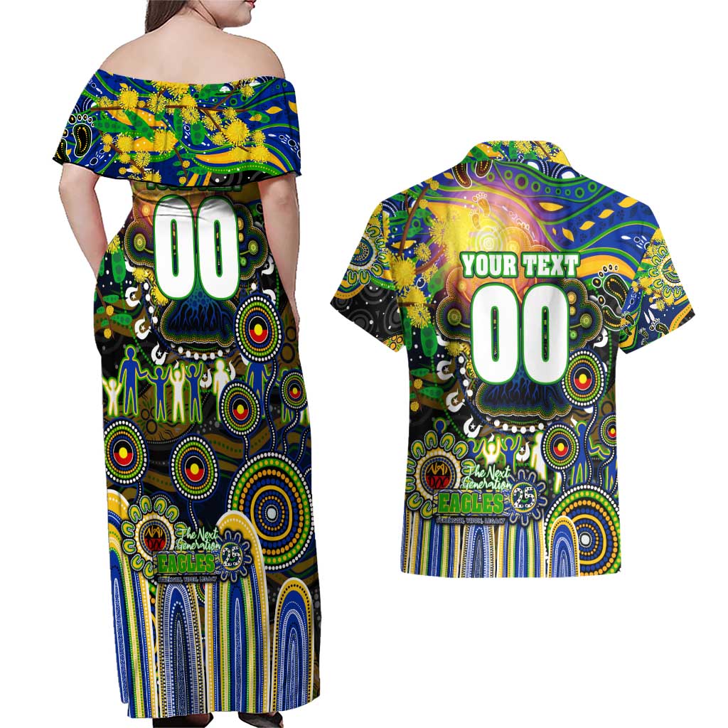 Personalised NAIDOC Week 2025 Eels Rugby Couples Matching Off Shoulder Maxi Dress and Hawaiian Shirt Aboriginal Dot Painting