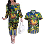 Personalised NAIDOC Week 2025 Eels Rugby Couples Matching Off The Shoulder Long Sleeve Dress and Hawaiian Shirt Aboriginal Dot Painting