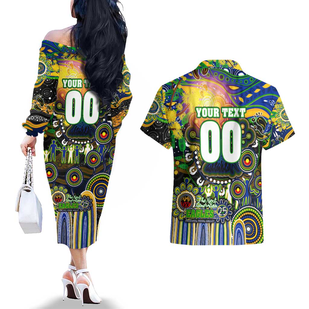 Personalised NAIDOC Week 2025 Eels Rugby Couples Matching Off The Shoulder Long Sleeve Dress and Hawaiian Shirt Aboriginal Dot Painting