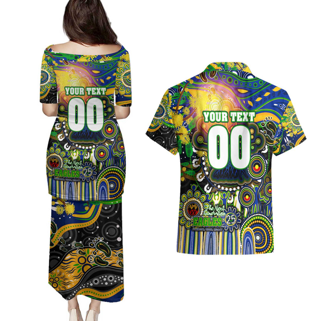Personalised NAIDOC Week 2025 Eels Rugby Couples Matching Puletasi and Hawaiian Shirt Aboriginal Dot Painting