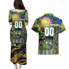 Personalised NAIDOC Week 2025 Eels Rugby Couples Matching Puletasi and Hawaiian Shirt Aboriginal Dot Painting