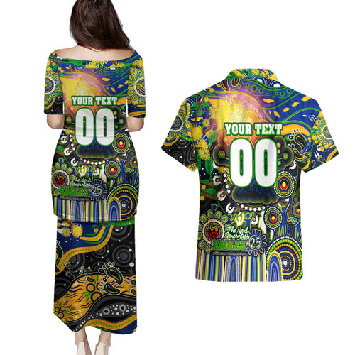 Personalised NAIDOC Week 2025 Eels Rugby Couples Matching Puletasi and Hawaiian Shirt Aboriginal Dot Painting