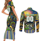 Personalised NAIDOC Week 2025 Eels Rugby Couples Matching Short Sleeve Bodycon Dress and Long Sleeve Button Shirt Aboriginal Dot Painting