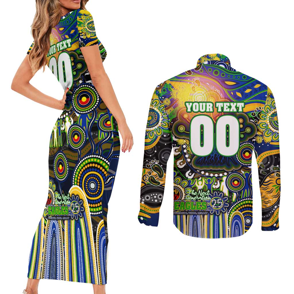 Personalised NAIDOC Week 2025 Eels Rugby Couples Matching Short Sleeve Bodycon Dress and Long Sleeve Button Shirt Aboriginal Dot Painting