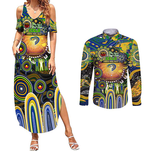 Personalised NAIDOC Week 2025 Eels Rugby Couples Matching Summer Maxi Dress and Long Sleeve Button Shirt Aboriginal Dot Painting