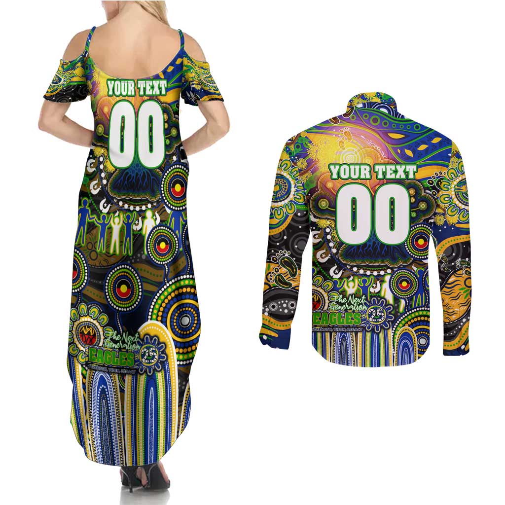 Personalised NAIDOC Week 2025 Eels Rugby Couples Matching Summer Maxi Dress and Long Sleeve Button Shirt Aboriginal Dot Painting