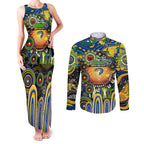 Personalised NAIDOC Week 2025 Eels Rugby Couples Matching Tank Maxi Dress and Long Sleeve Button Shirt Aboriginal Dot Painting