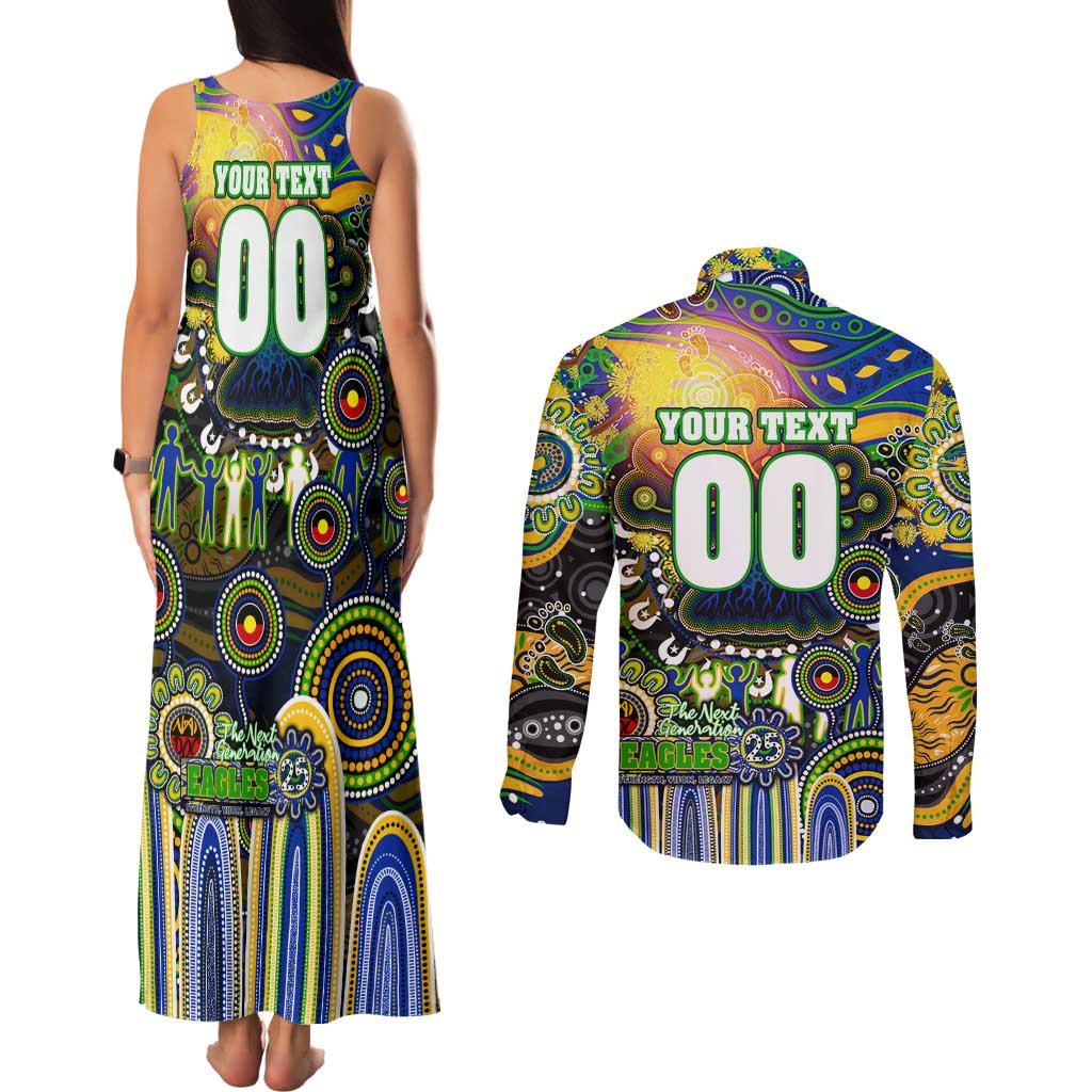 Personalised NAIDOC Week 2025 Eels Rugby Couples Matching Tank Maxi Dress and Long Sleeve Button Shirt Aboriginal Dot Painting