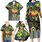 Personalised NAIDOC Week 2025 Eels Rugby Family Matching Long Sleeve Bodycon Dress and Hawaiian Shirt Aboriginal Dot Painting