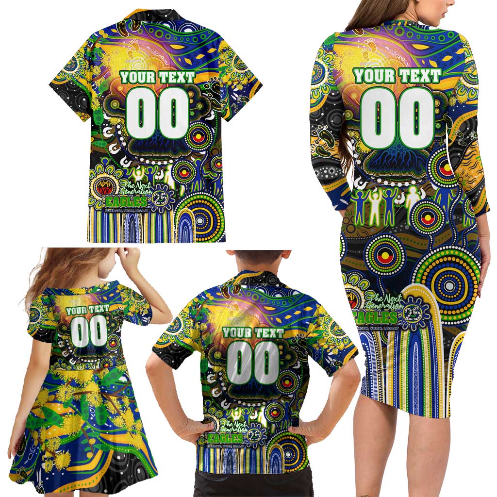 Personalised NAIDOC Week 2025 Eels Rugby Family Matching Long Sleeve Bodycon Dress and Hawaiian Shirt Aboriginal Dot Painting
